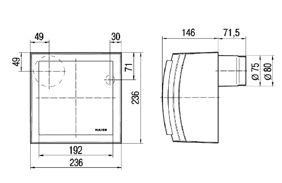 Размеры вентилятора Maico ER-AP / ER-APB